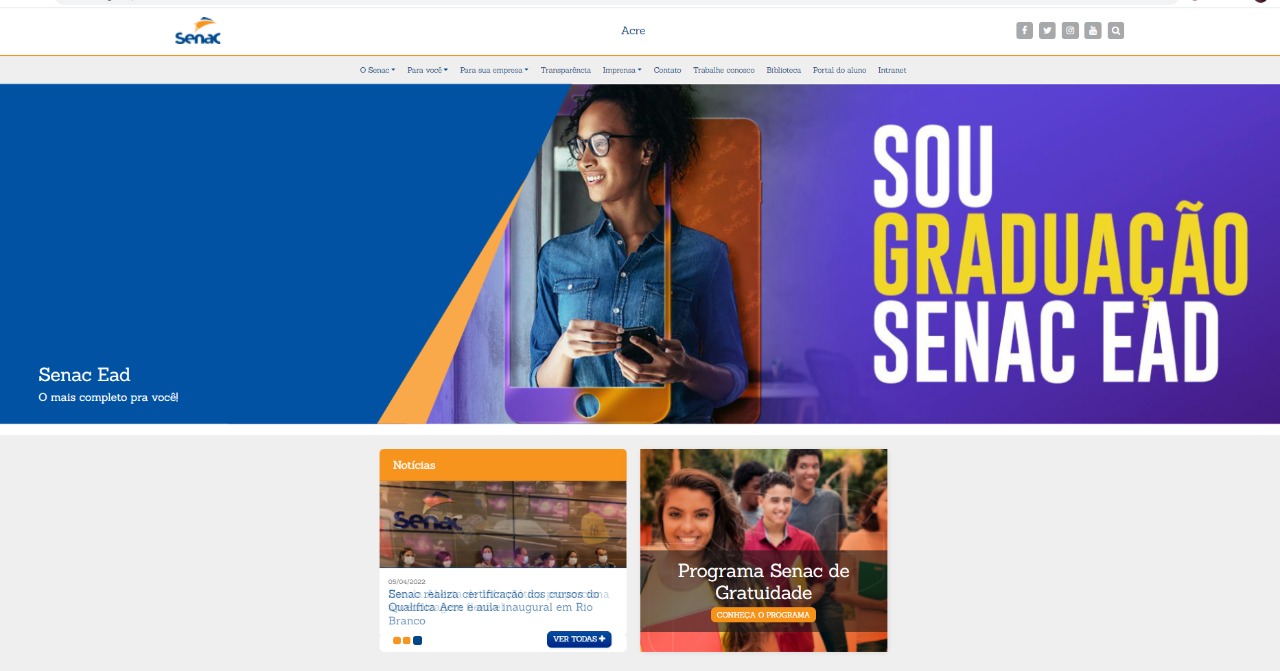 Navegue nesta novidade: Senac Acre lança novo site institucional