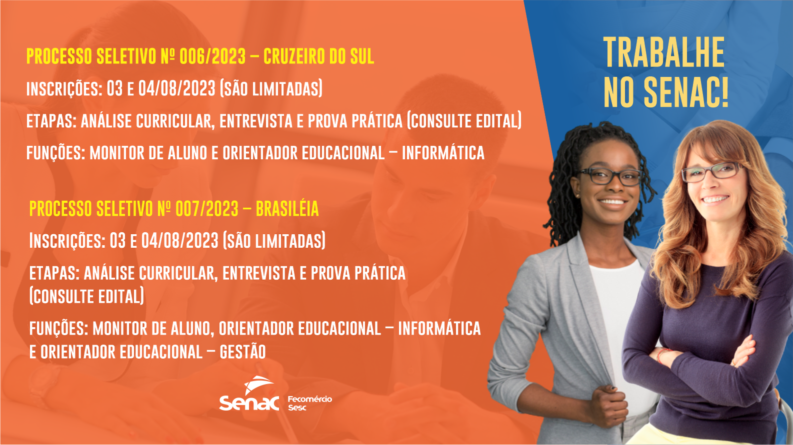 Senac Acre abre inscrições para Processo Seletivo com vagas para Cruzeiro do Sul e Brasiléia